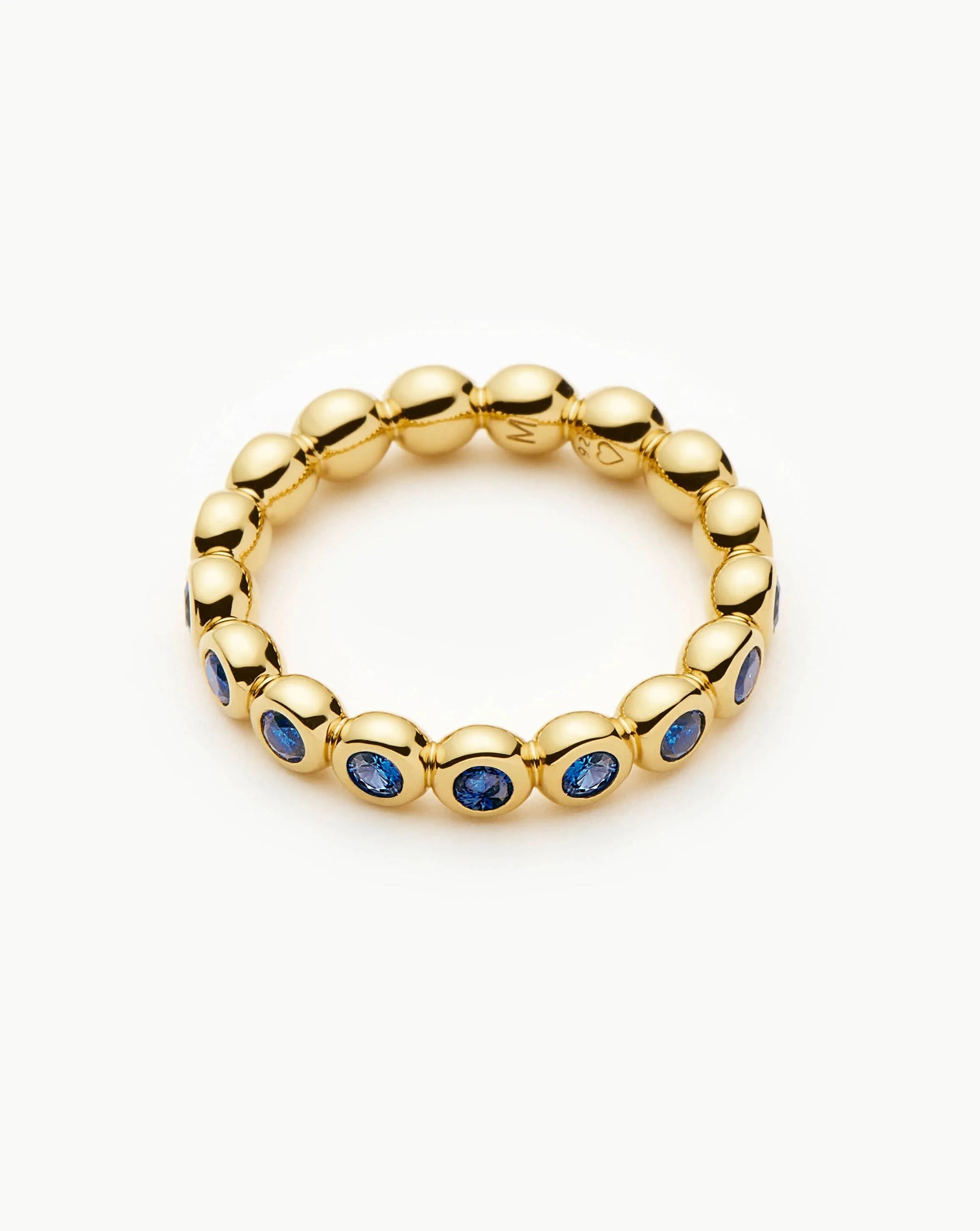 Tennis Eternity Stacking Ring | 18k Gold Vermeil/Sapphire Blue Nano-crystal Rings Missoma 