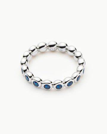 Tennis Eternity Stacking Ring | Sterling Silver/Sapphire Blue Nano-crystal Rings Missoma 