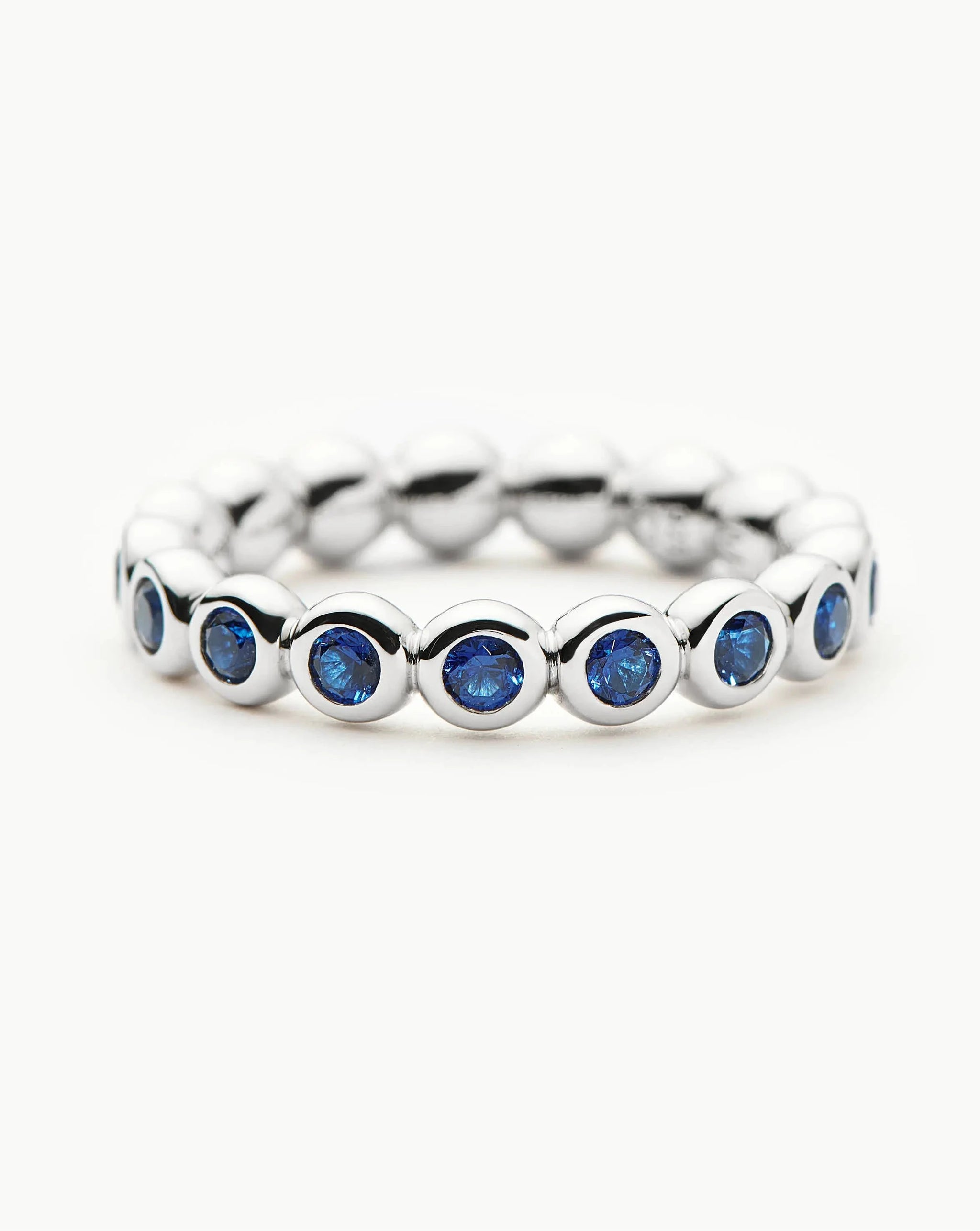 Tennis Eternity Stacking Ring | Sterling Silver/Sapphire Blue Nano-crystal Rings Missoma 