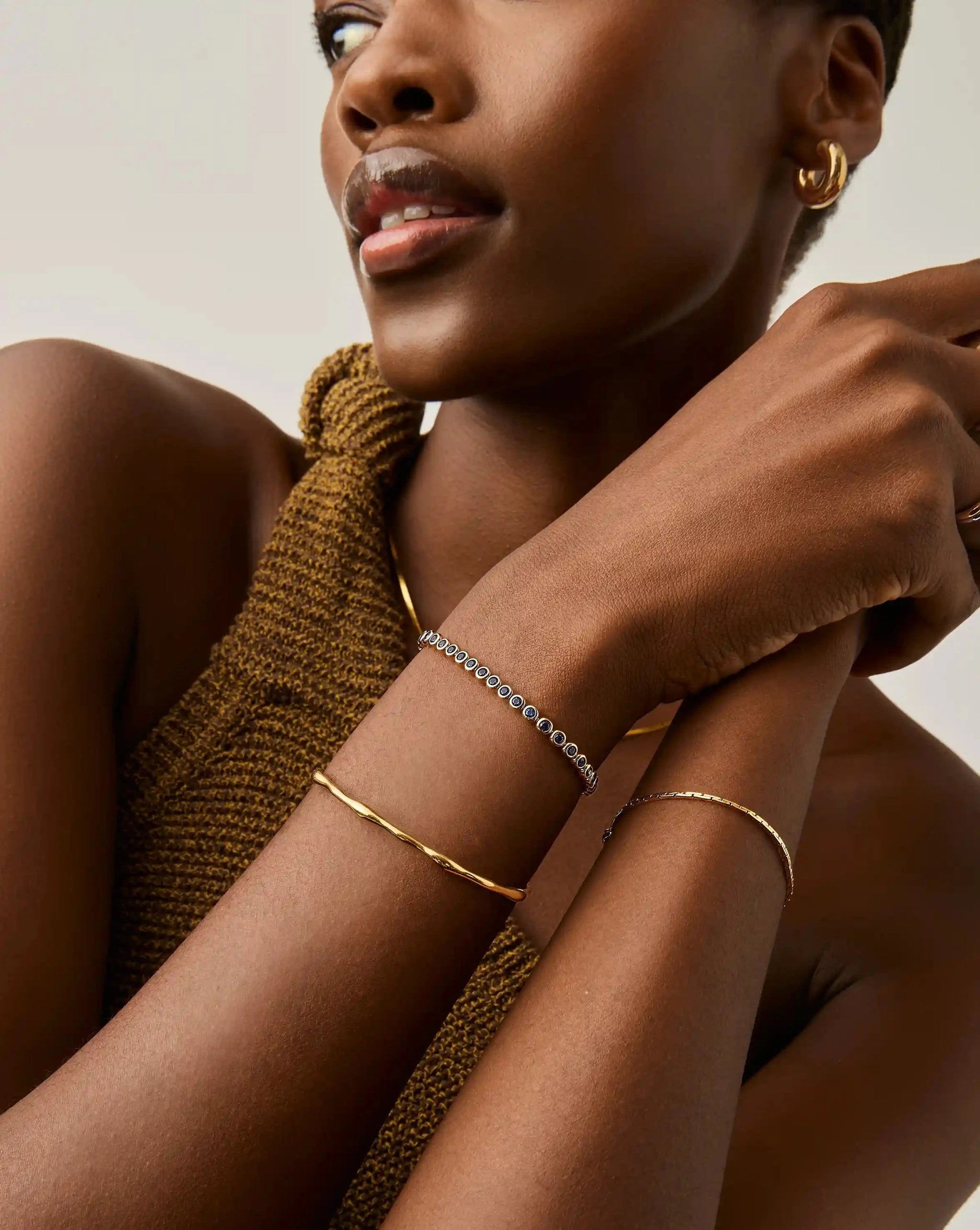 Tennis Round Bracelet | 18k Gold Vermeil/Sapphire Blue Nano-crystal Bracelets Missoma 