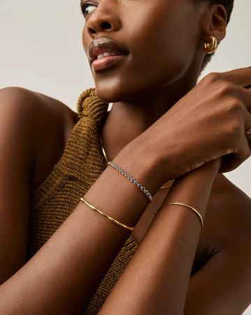 Tennis Round Bracelet | 18k Gold Vermeil/Sapphire Blue Nano-crystal Bracelets Missoma 