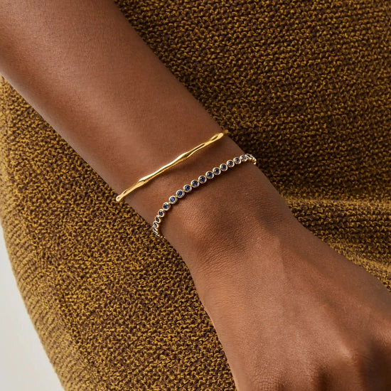 Tennis Round Bracelet | 18k Gold Vermeil/Sapphire Blue Nano-crystal Bracelets Missoma 