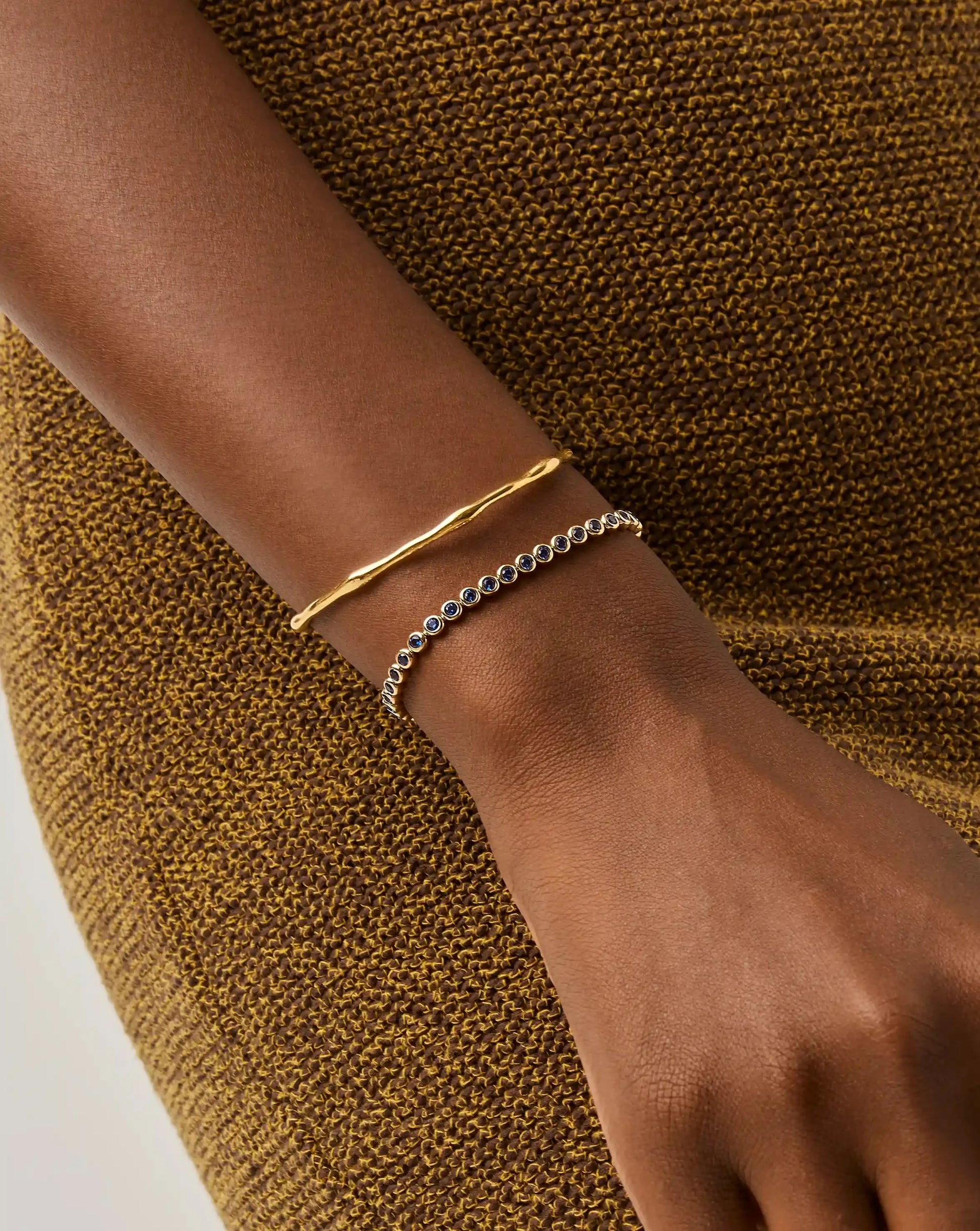 Tennis Round Bracelet | 18k Gold Vermeil/Sapphire Blue Nano-crystal Bracelets Missoma 