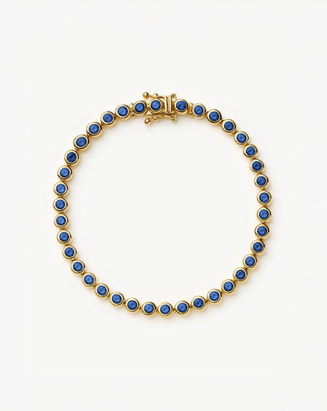 Tennis Round Bracelet | 18k Gold Vermeil/Sapphire Blue Nano-crystal Bracelets Missoma 