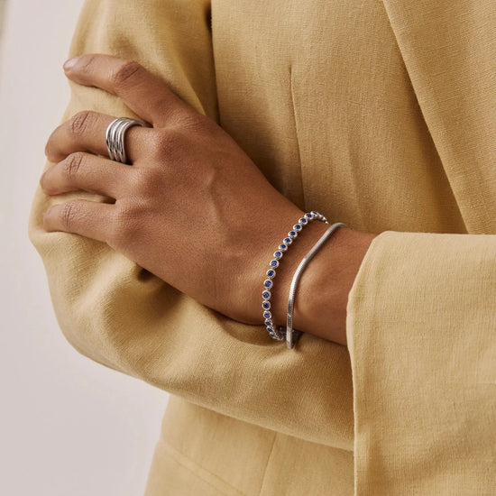 Tennis Round Bracelet | Sterling Silver/Sapphire Blue Nano-crystal Bracelets Missoma 