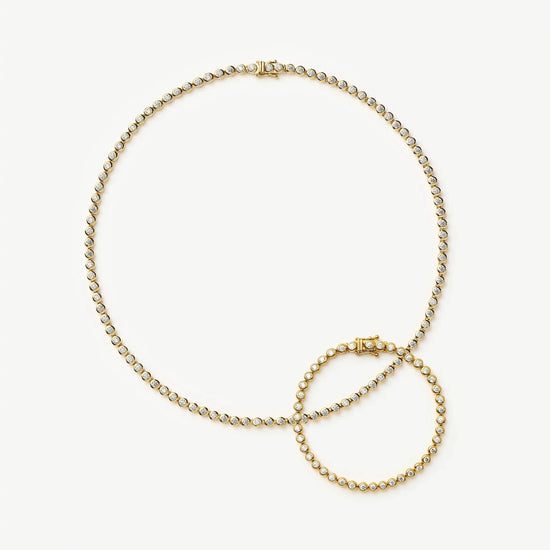 Tennis Round Necklace & Bracelet Set | 18k Gold Plated/18k Gold Vermeil/Cubic Zirconia Bracelets Missoma 