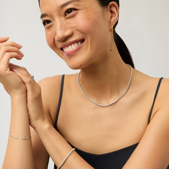 Tennis Round Necklace & Bracelet Set | Silver Plated/Sterling Silver/Cubic Zirconia Bracelets Missoma 