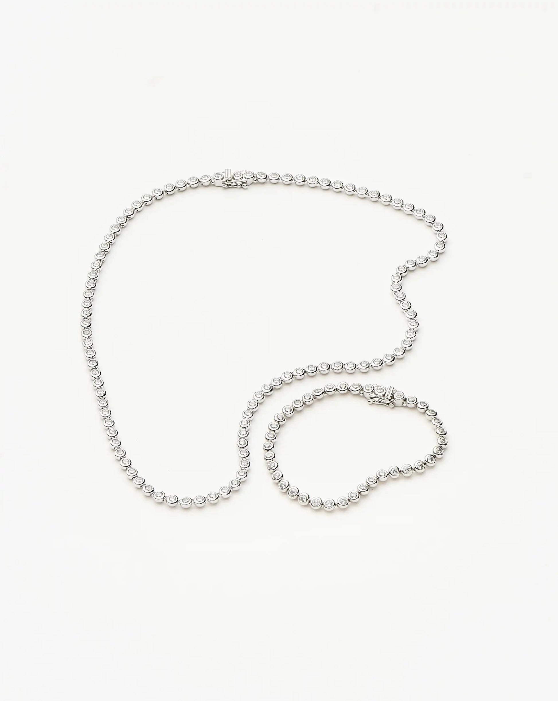 Tennis Round Necklace & Bracelet Set | Silver Plated/Sterling Silver/Cubic Zirconia Bracelets Missoma 