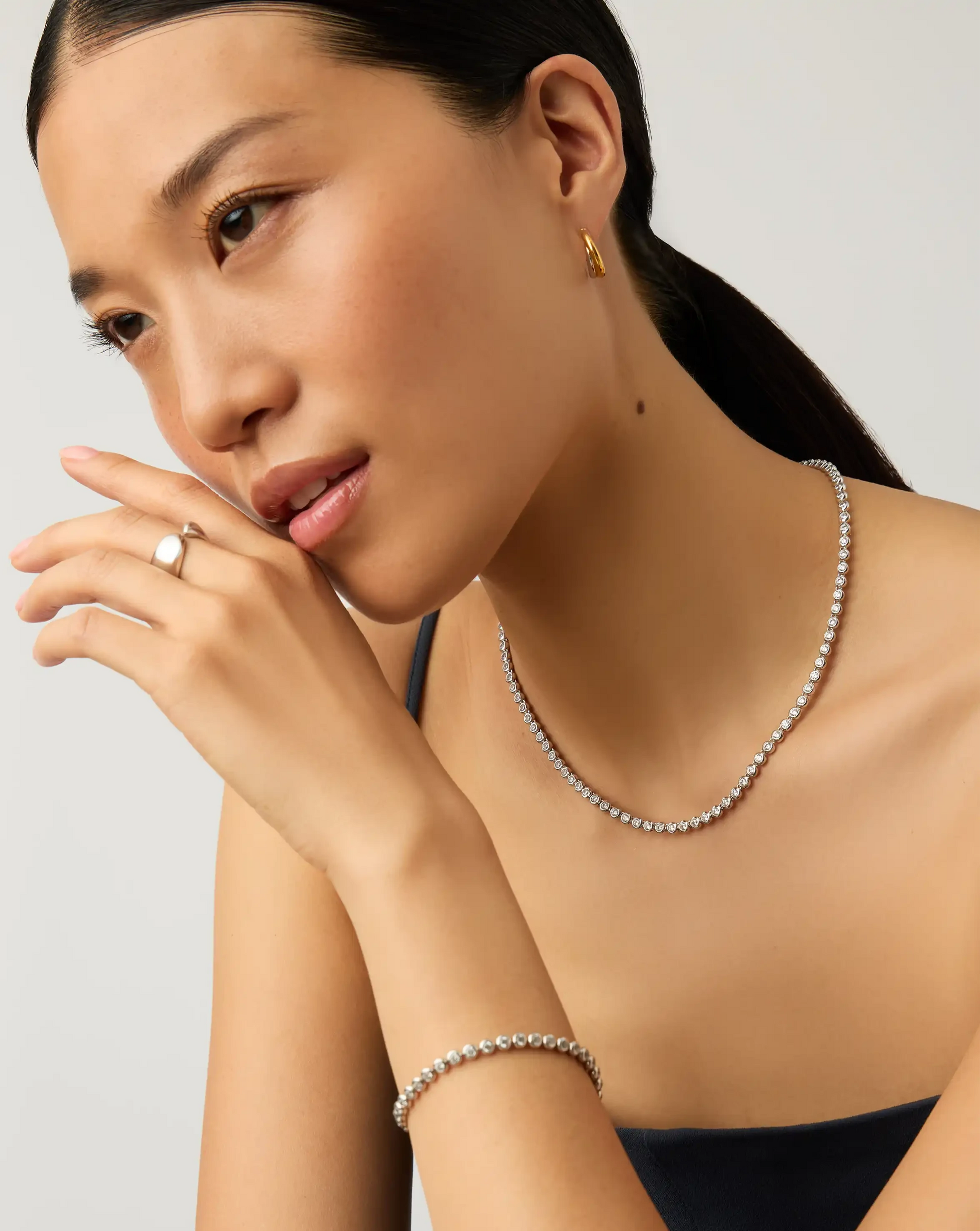 Tennis Round Necklace & Bracelet Set | Silver Plated/Sterling Silver/Cubic Zirconia Bracelets Missoma 