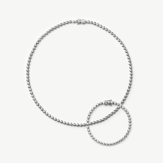 Tennis Round Necklace & Bracelet Set | Silver Plated/Sterling Silver/Cubic Zirconia Bracelets Missoma 