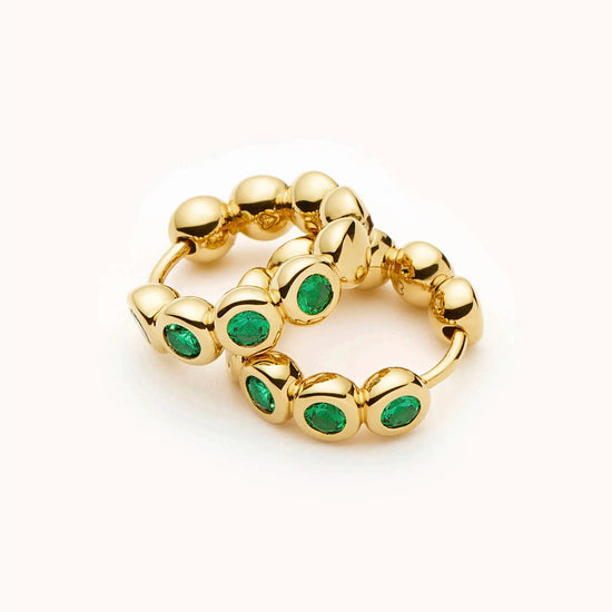 Tennis Small Hoop Earrings | 18k Gold Plated/Emerald Green Nano-crystal Earrings Missoma 
