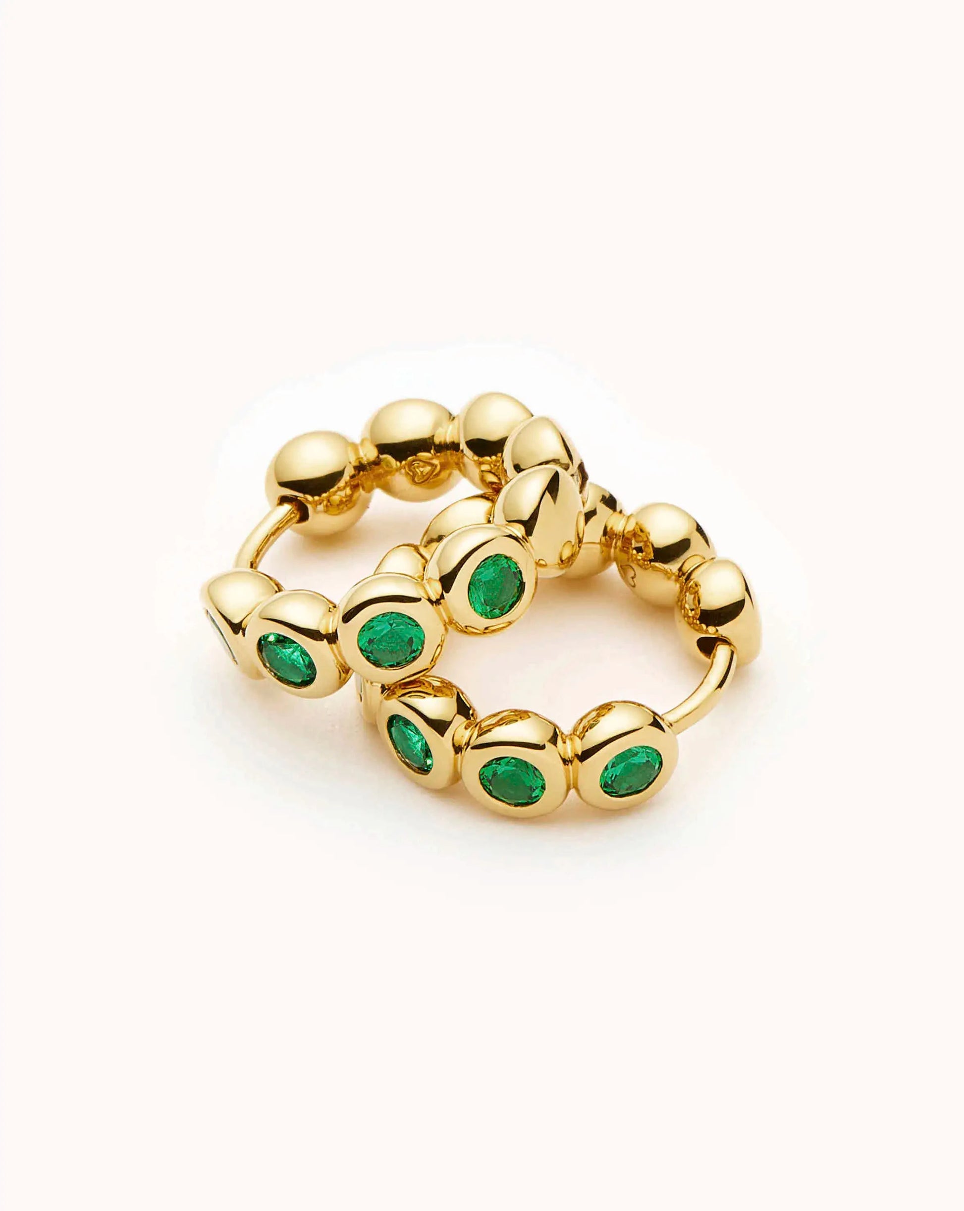 Tennis Small Hoop Earrings | 18k Gold Plated/Emerald Green Nano-crystal Earrings Missoma 