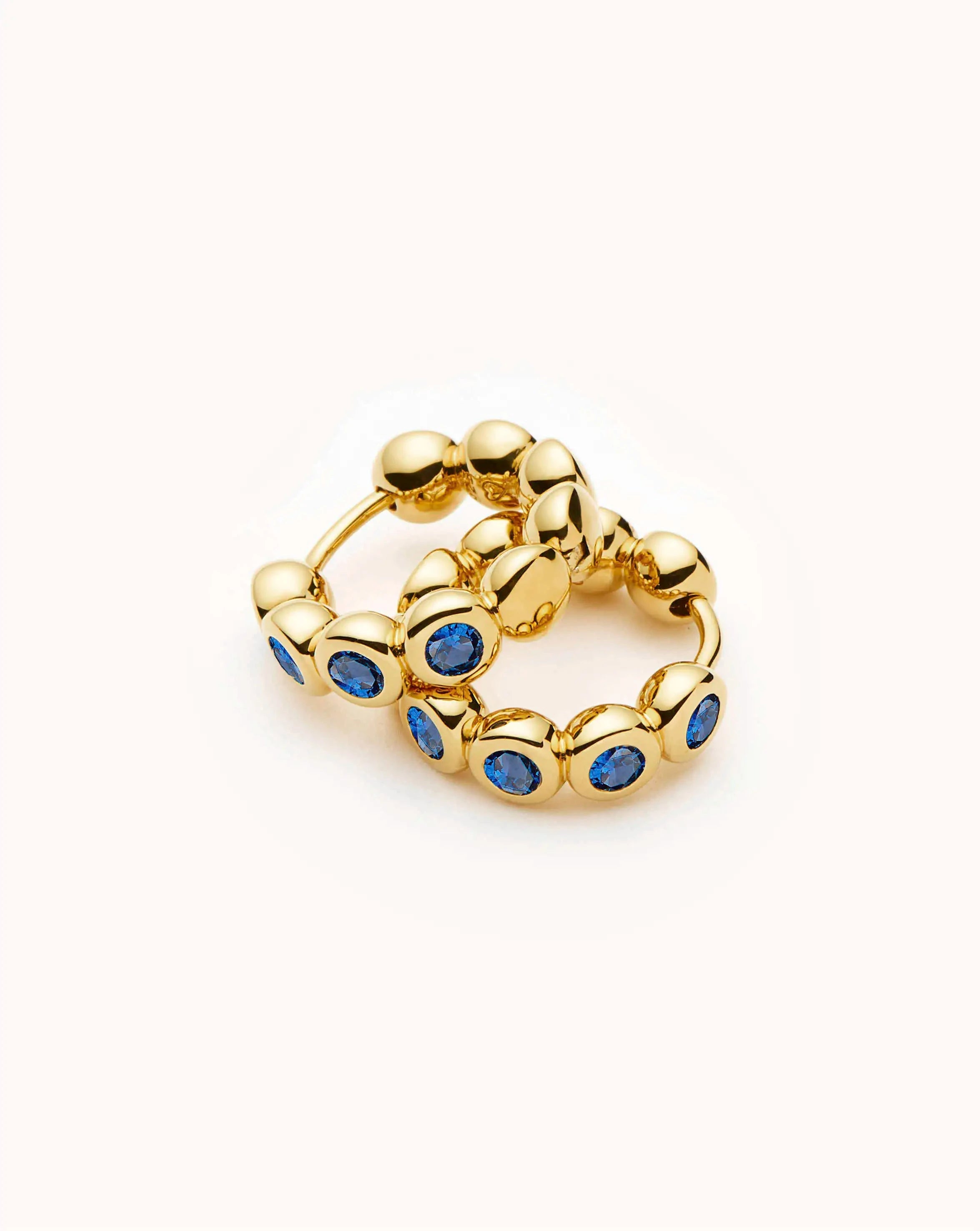 Tennis Small Hoop Earrings | 18k Gold Plated/Sapphire Blue Nano-crystal Earrings Missoma 
