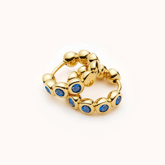 Tennis Small Hoop Earrings | 18k Gold Plated/Sapphire Blue Nano-crystal Earrings Missoma 
