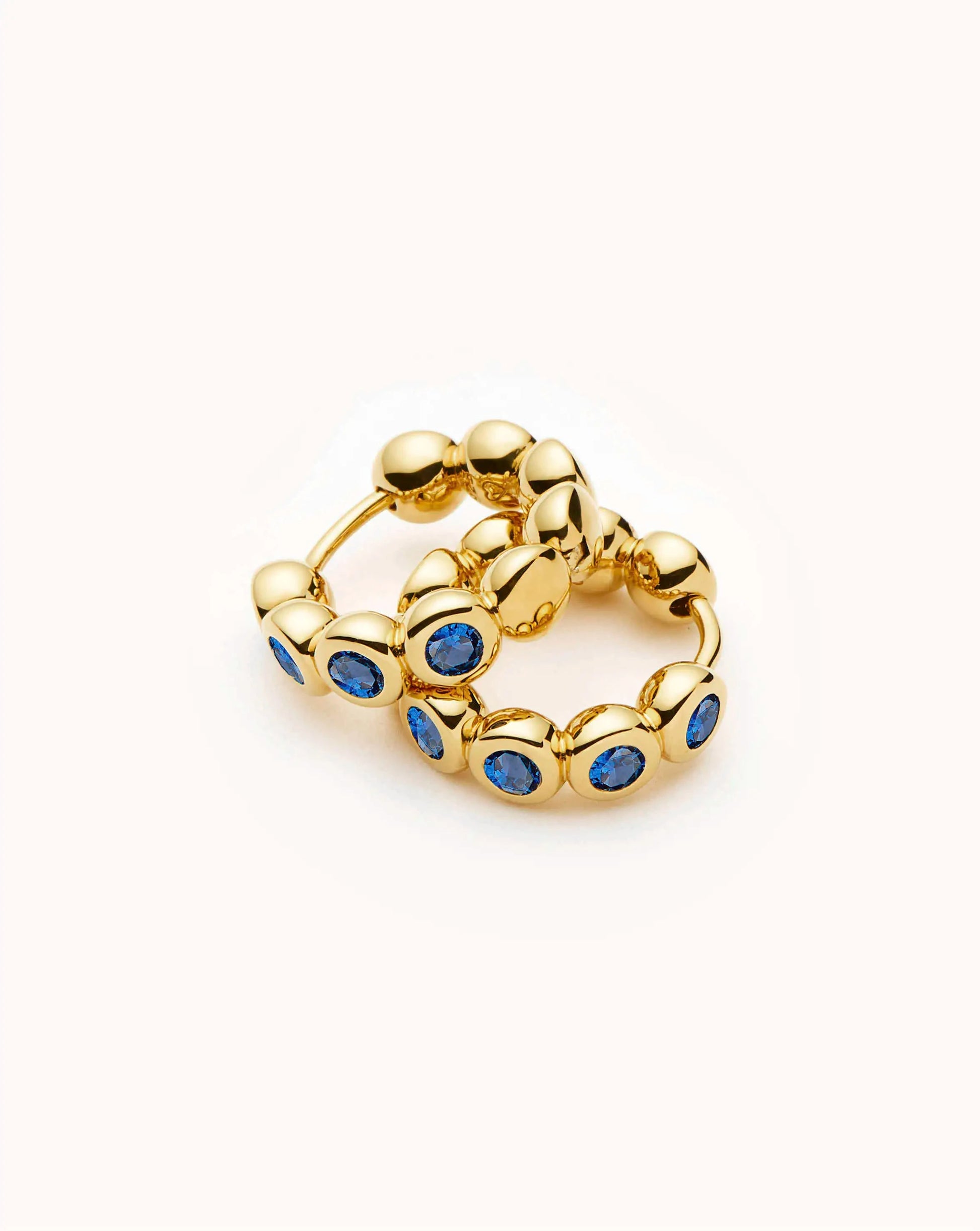Tennis Small Hoop Earrings | 18k Gold Plated/Sapphire Blue Nano-crystal Earrings Missoma 