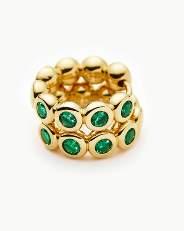 Tennis Small Hoop Earrings | 18k Gold Vermeil/Emerald Green Nano-crystal Earrings Missoma 