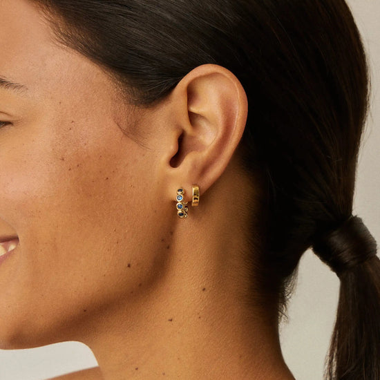Tennis Small Hoop Earrings | 18k Gold Vermeil/Sapphire Blue Nano-crystal Earrings Missoma 