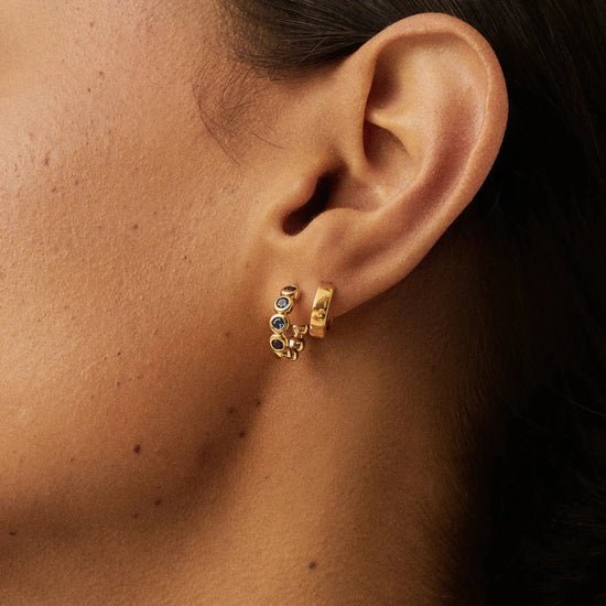 Tennis Small Hoop Earrings | 18k Gold Vermeil/Sapphire Blue Nano-crystal Earrings Missoma 
