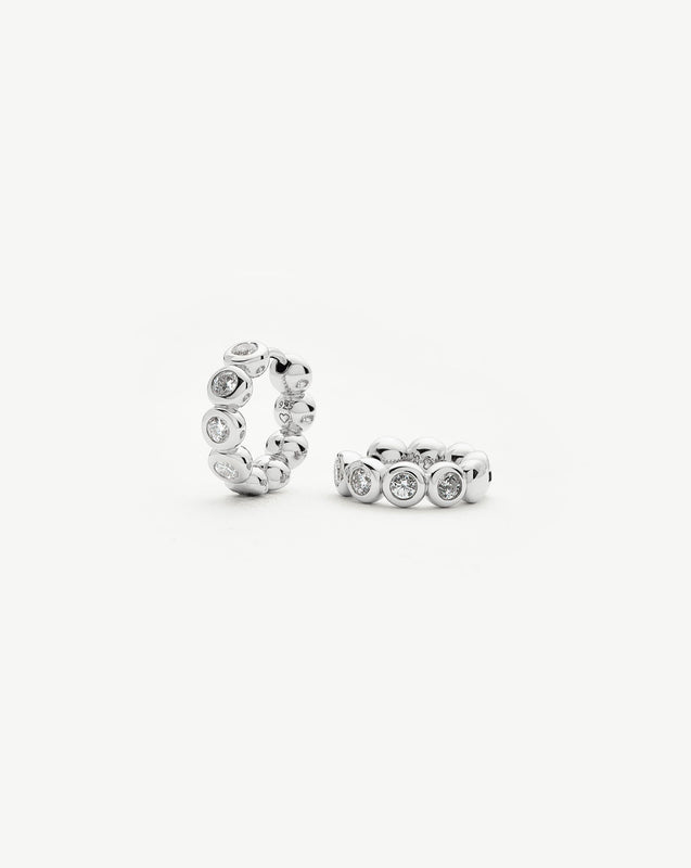 Tennis Small Hoop Earrings | Sterling Silver Cubic Zirconia