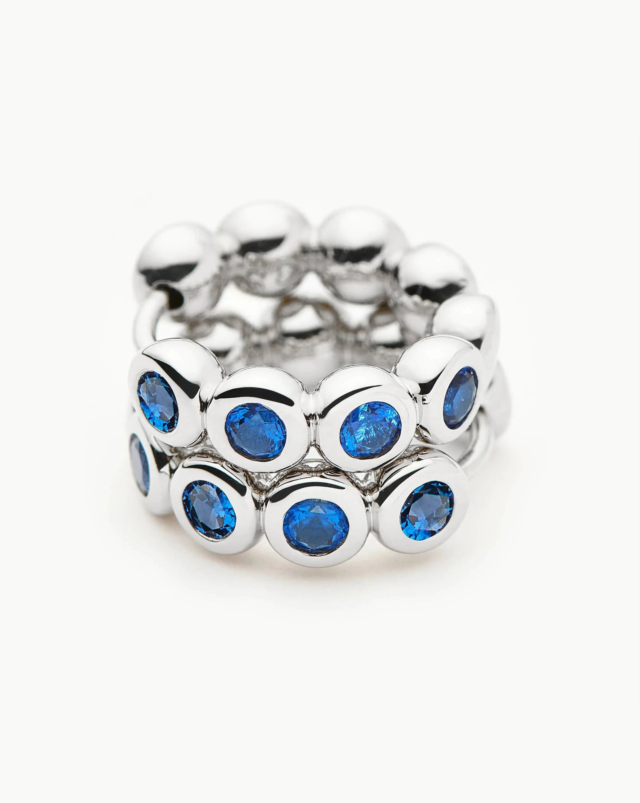 Tennis Small Hoop Earrings | Sterling Silver/Sapphire Blue Nano-crystal Earrings Missoma 