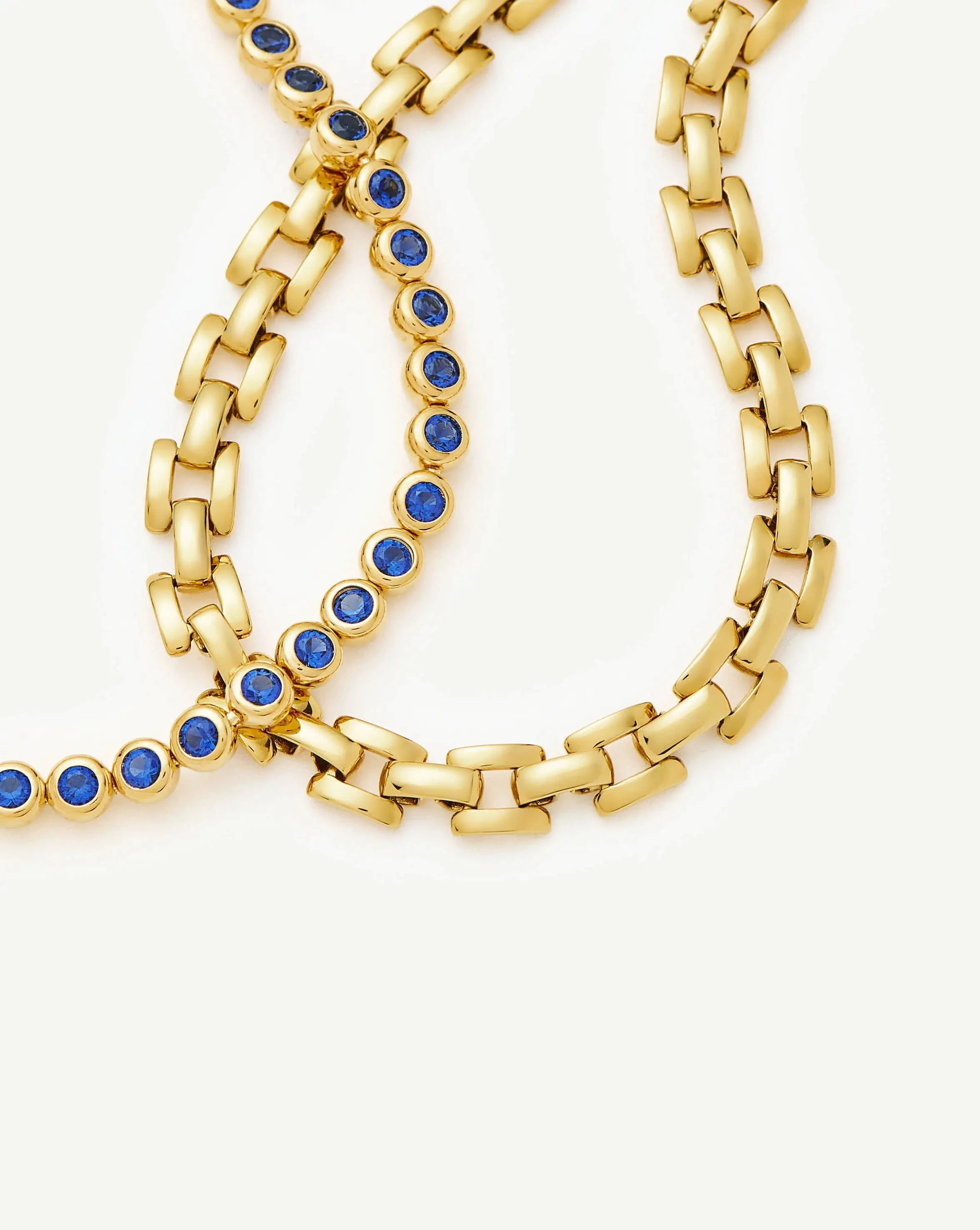Tennis & Timepiece Bracelet Set | 18k Gold Plated/18k Gold Vermeil/Sapphire Blue Nano-crystal Bracelets Missoma 