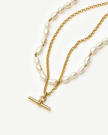 The Andy T-Bar Necklace Set | 18k Gold Plated/Pearl Necklaces Missoma 