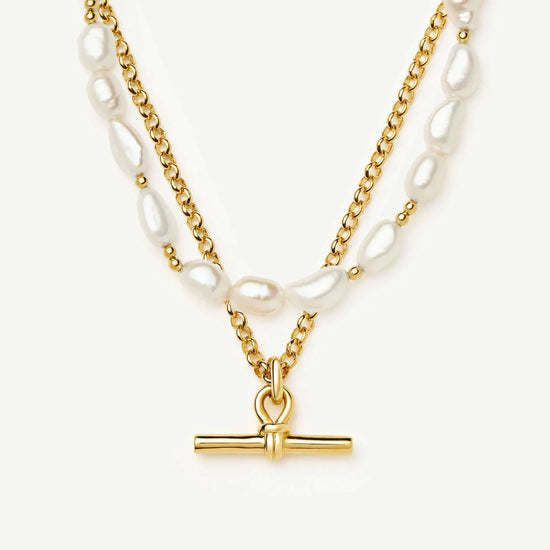 The Andy T-Bar Necklace Set | 18k Gold Plated/Pearl Necklaces Missoma 