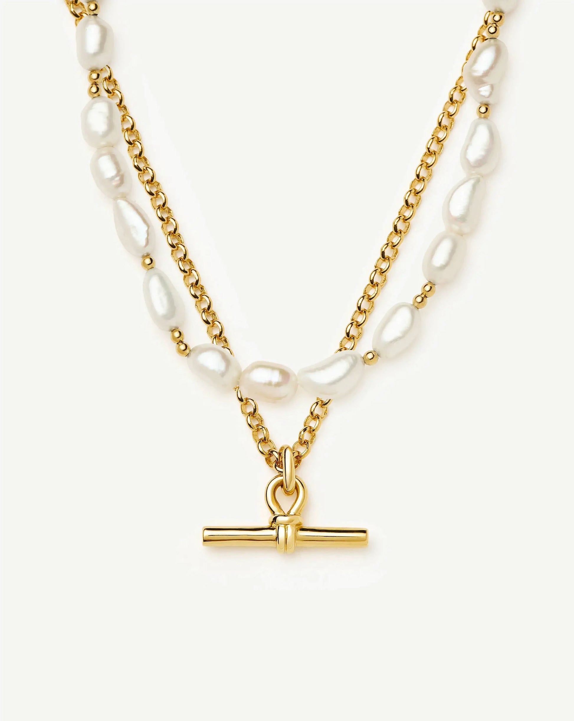 The Andy T-Bar Necklace Set | 18k Gold Plated/Pearl Necklaces Missoma 