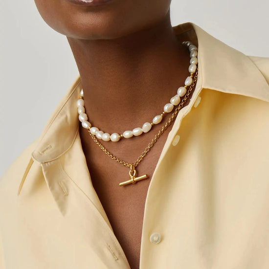 The Andy T-Bar Necklace Set | 18k Gold Plated/Pearl Necklaces Missoma 