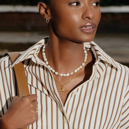 The Andy T-Bar Necklace Set | 18k Gold Plated/Pearl Necklaces Missoma 