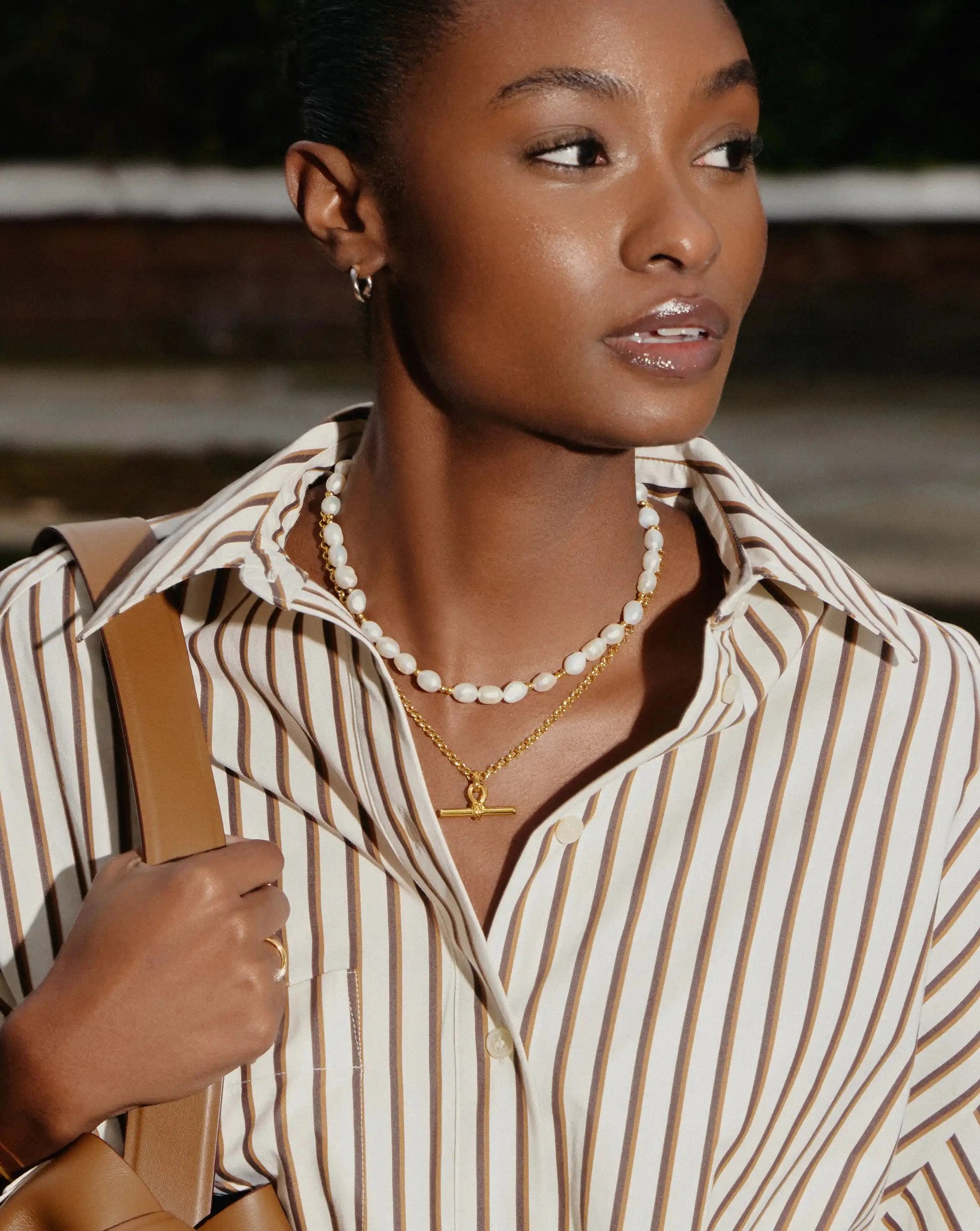 The Andy T-Bar Necklace Set | 18k Gold Plated/Pearl Necklaces Missoma 