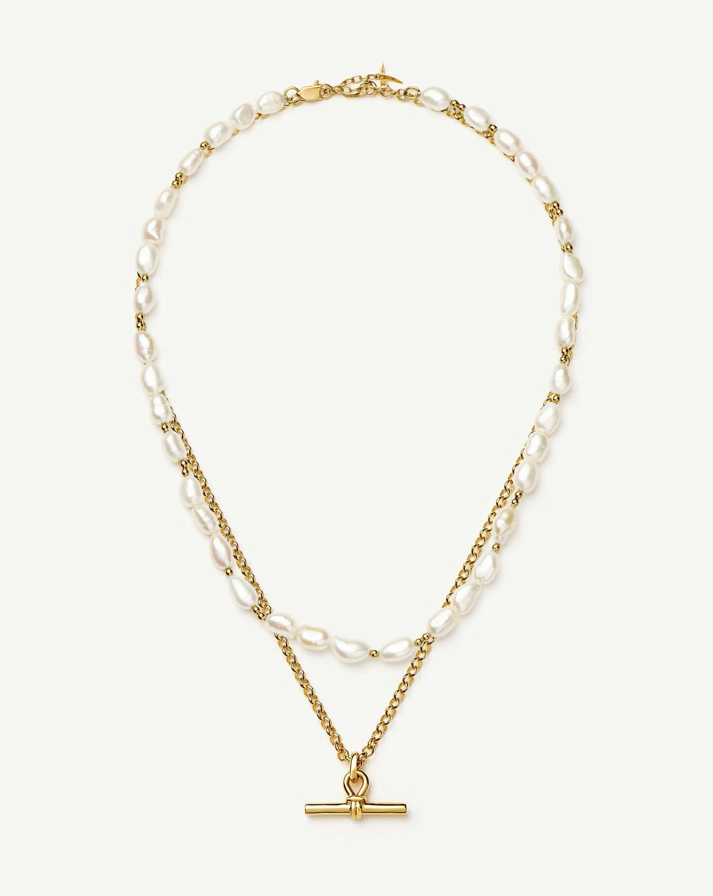 The Andy T-Bar Necklace Set | 18k Gold Plated/Pearl Necklaces Missoma 