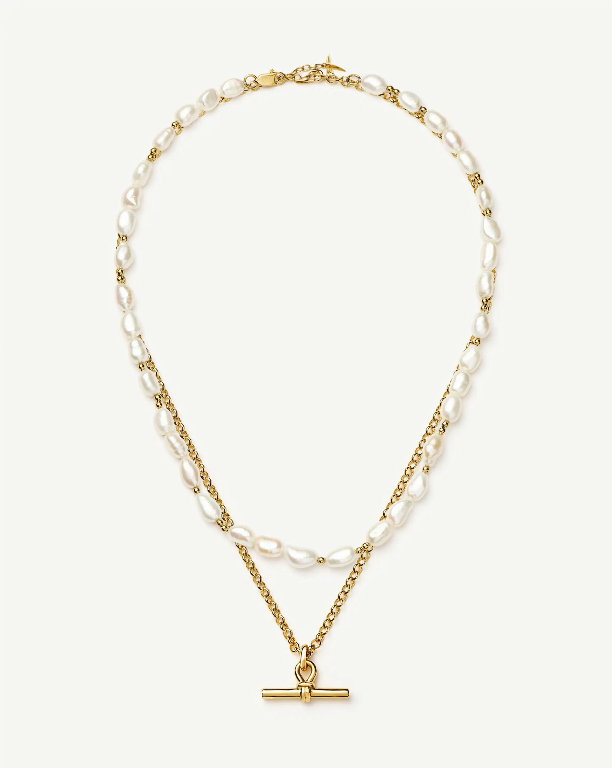 The Andy T-Bar Necklace Set | 18k Gold Plated/Pearl Necklaces Missoma 