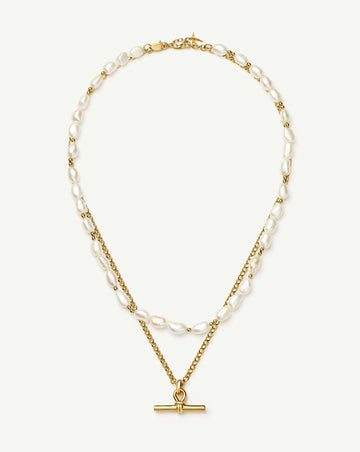The Andy T-Bar Necklace Set | 18k Gold Plated/Pearl Necklaces Missoma 