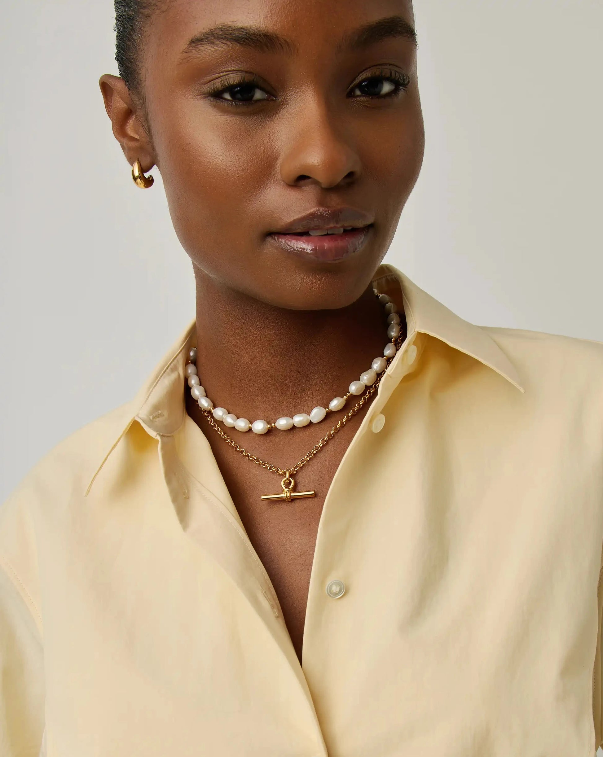 The Andy T-Bar Necklace Set | 18k Gold Plated/Pearl Necklaces Missoma 