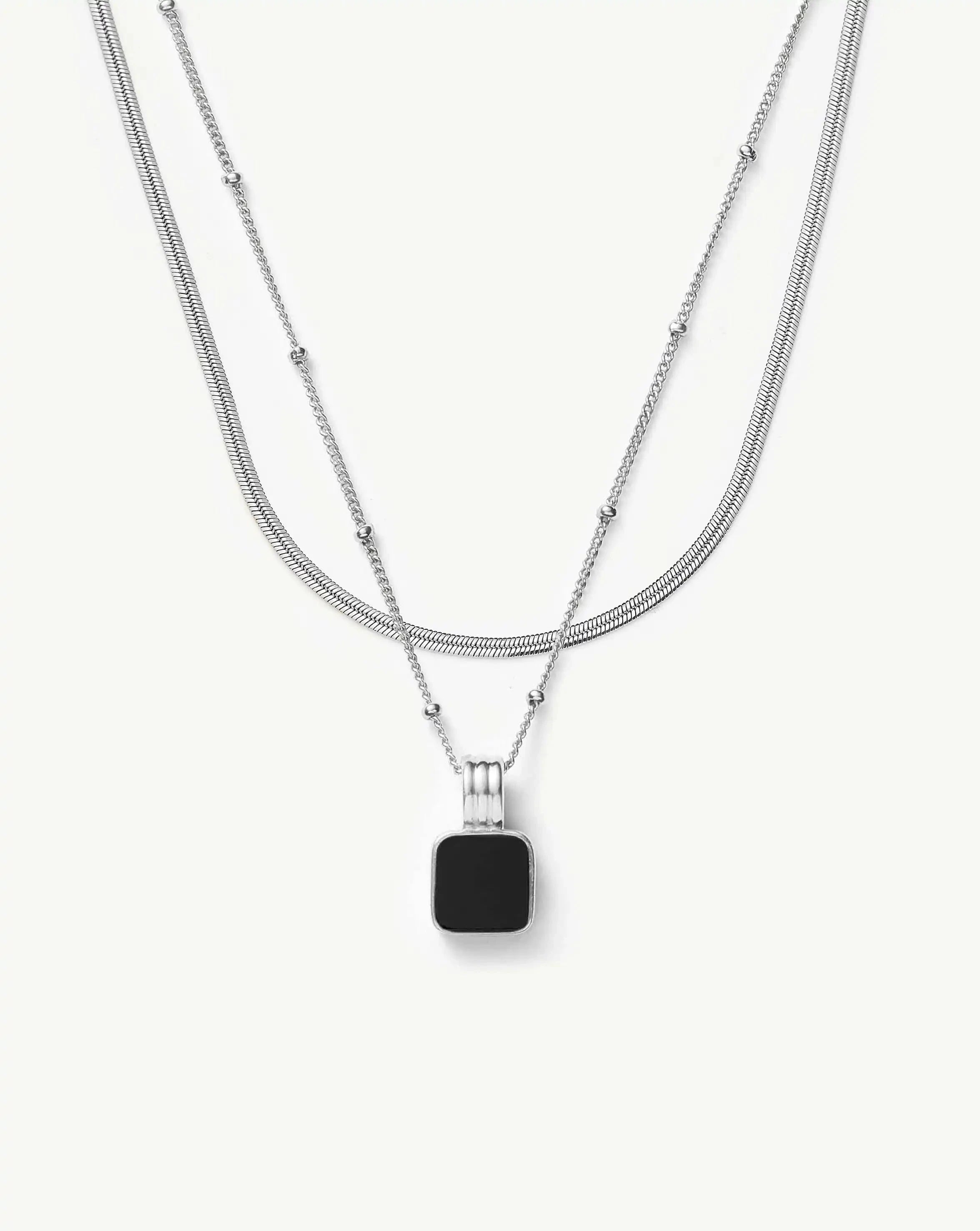 The Black Onyx Necklace Set | Sterling Silver, Silver Plated Necklace Sets Missoma 