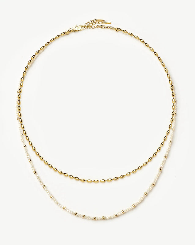 The Pearl-fect Necklace Set | 18k Gold Plated