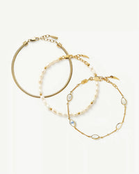 The Pearl-fect Trio Bracelet Set | 18k Gold Plated/Pearl Bracelets Missoma 