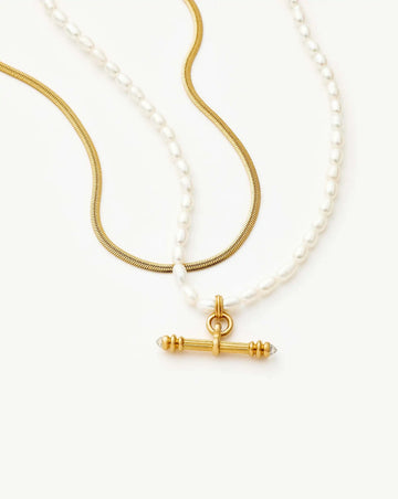 The Pearly T-bar Necklace Set | 18k Gold Plated/Pearl Necklace Sets Missoma 