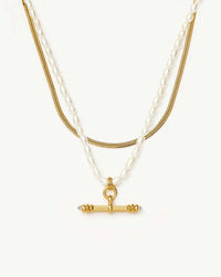 The Pearly T-bar Necklace Set | 18k Gold Plated/Pearl Necklace Sets Missoma 