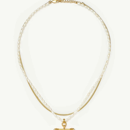 The Pearly T-bar Necklace Set | 18k Gold Plated/Pearl Necklace Sets Missoma 