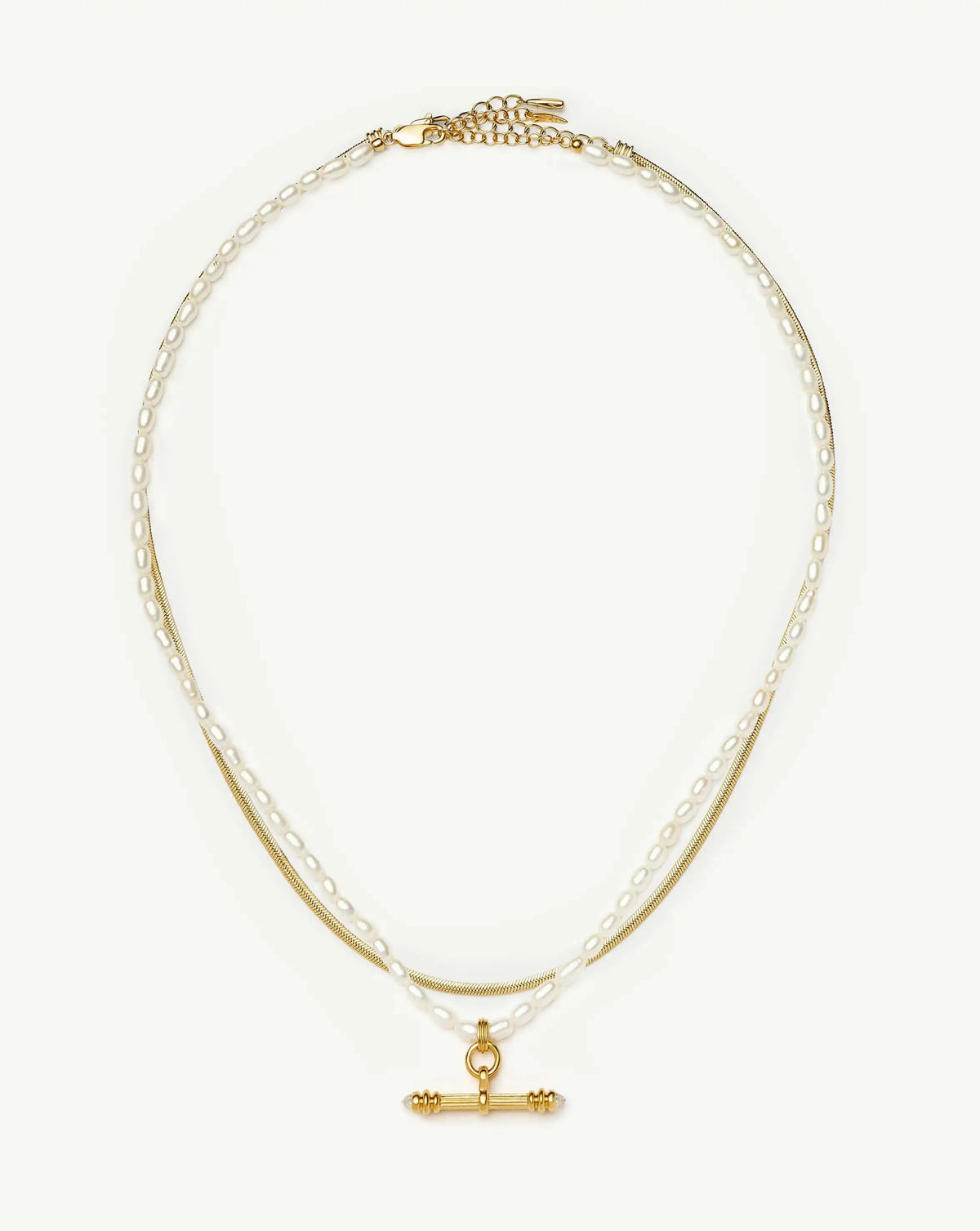 The Pearly T-bar Necklace Set | 18k Gold Plated/Pearl Necklace Sets Missoma 