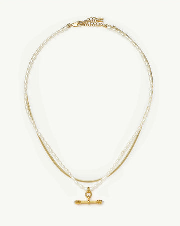 The Pearly T-bar Necklace Set | 18k Gold Plated/Pearl Necklace Sets Missoma 