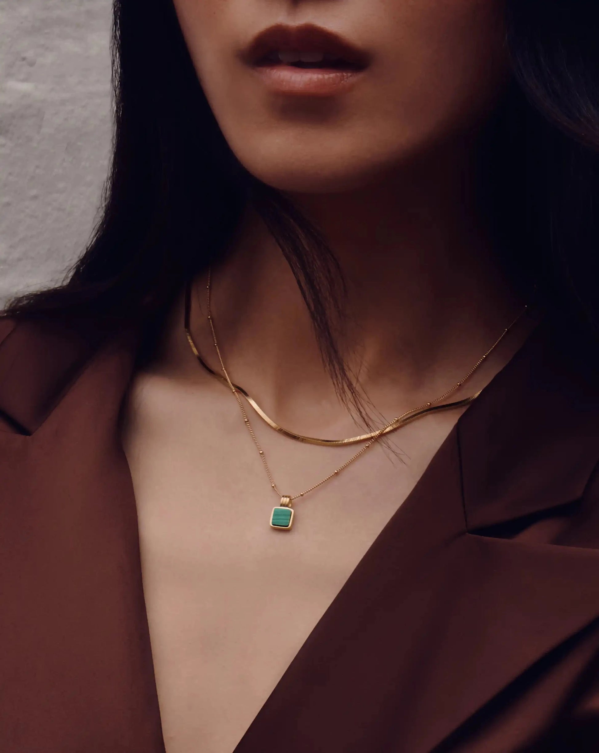 The Signature Gemstone Necklace Set | 18k Gold Vermeil/Malachite Necklaces Missoma 