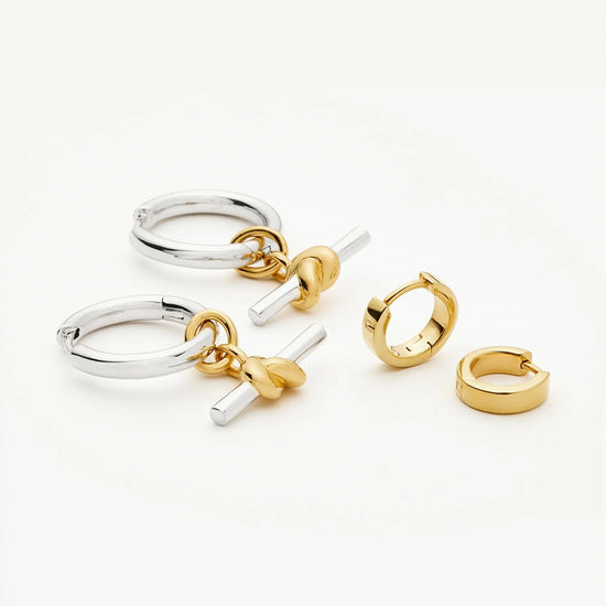 The T-Bar Earring Set | 18k Gold Plated, Silver Plating on Brass Earrings Set Missoma 