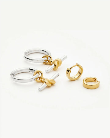 The T-Bar Earring Set | 18k Gold Plated, Silver Plating on Brass Earrings Set Missoma 