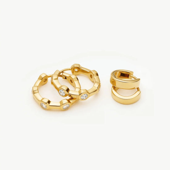 The Tennis Hoop Set | 18k Gold Plated/Cubic Zirconia Earrings Set Missoma 