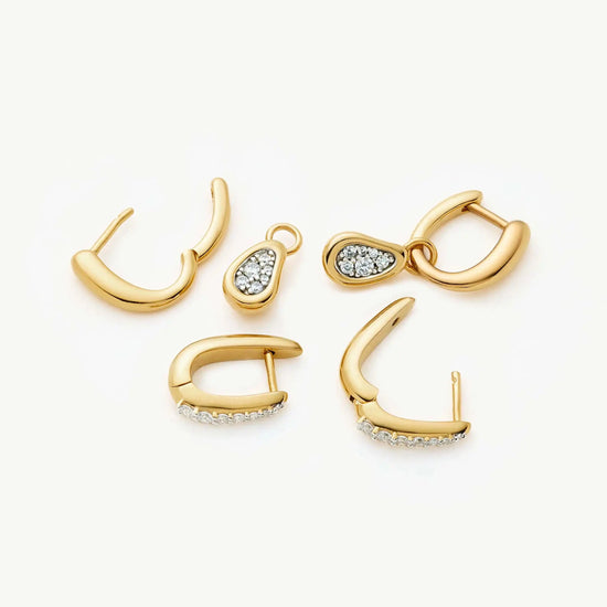 The Treat Yourself Hoop Set | 18k Gold Plated/Cubic Zirconia Earring Sets Missoma 