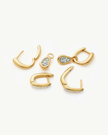 The Treat Yourself Hoop Set | 18k Gold Plated/Cubic Zirconia Earring Sets Missoma 