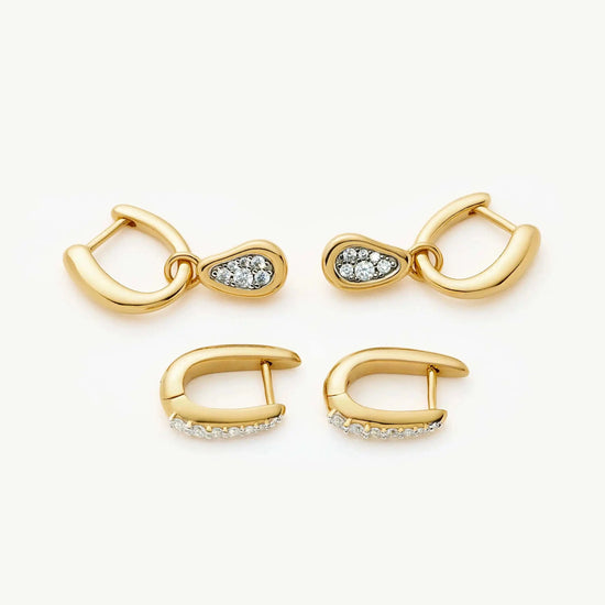 The Treat Yourself Hoop Set | 18k Gold Plated/Cubic Zirconia Earring Sets Missoma 